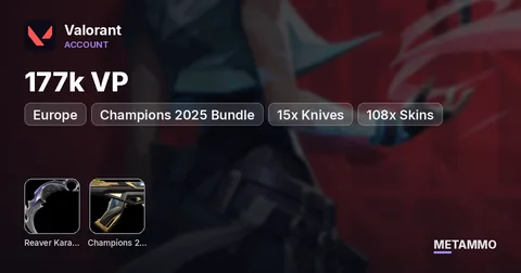 EU | Reaver Karambit, Champions 2025 Bundle, Elderflame | 177k VP | Gold | 15x Knives / 108x Skins
