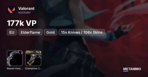 EU | Reaver Karambit, Champions 2025 Bundle, Elderflame | 177k VP | Gold | 15x Knives / 108x Skins