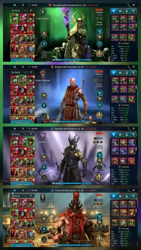Level 100 | 7 Mythical Heroes | Full TMNT Team | Marius + 2x Taras - Raid: Shadow Legends account screenshot 1