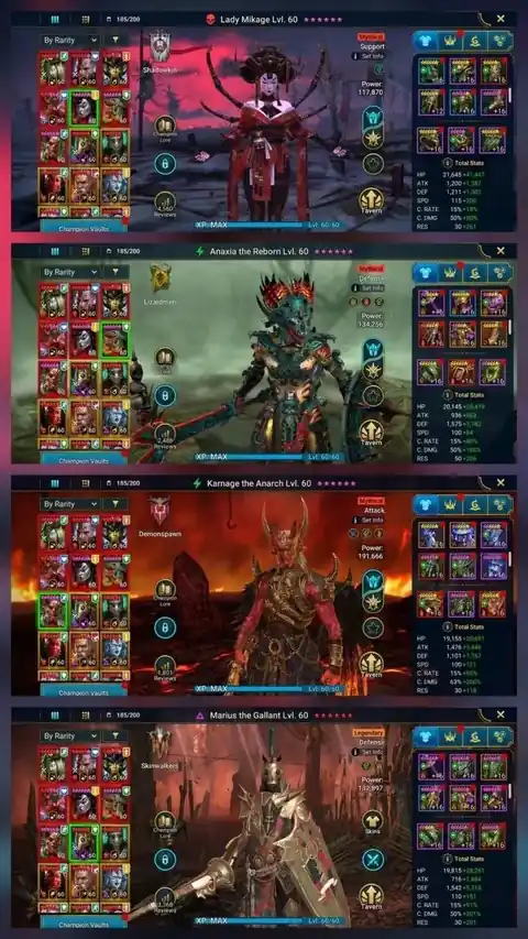 Level 100 | 7 Mythical Heroes | Full TMNT Team | Marius + 2x Taras - Raid: Shadow Legends account screenshot 2