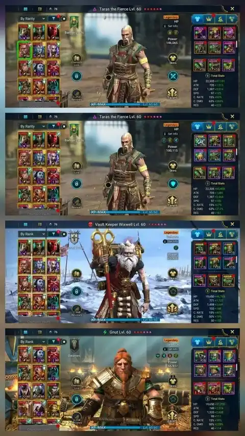 Level 100 | 7 Mythical Heroes | Full TMNT Team | Marius + 2x Taras - Raid: Shadow Legends account screenshot 3