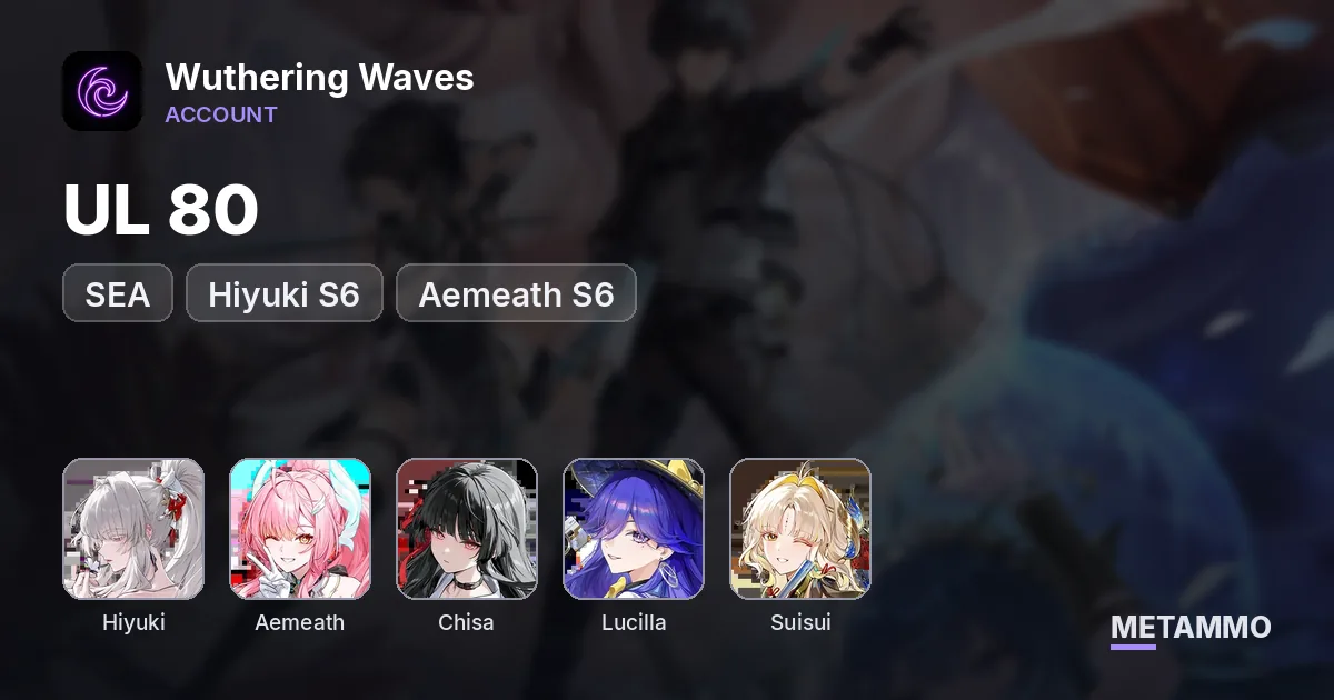 UL 80 SEA | Hiyuki S6 | Aemeath S6 | Chisa | Lucilla | Suisui - Wuthering Waves account summary