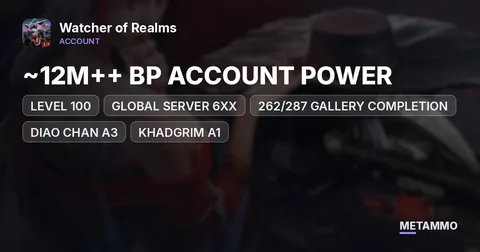 ~12M++ BP ACCOUNT POWER | LEVEL 100 | GLOBAL SERVER 6XX | 262/287 GALLERY COMPLETION (~90%) | DIAO CHAN A3 | KHADGRIM A1