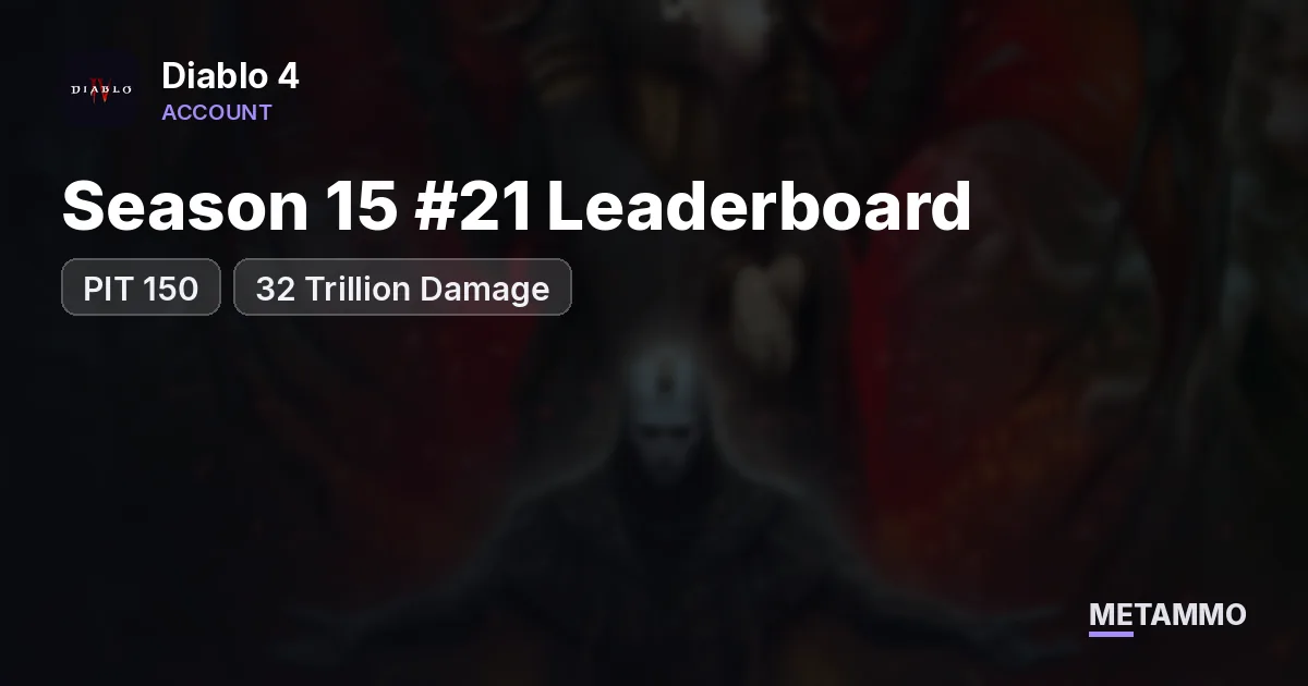Season 15 #21 Leaderboard | PIT 150 | 32 Trillion Damage - Diablo 4 account summary