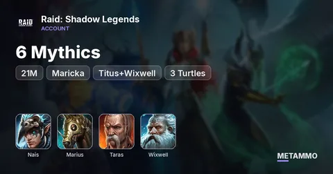 21M | 6 Mythics | Nais, Maricka, Marius, Taras, Titus+Wixwell, 3 Turtles