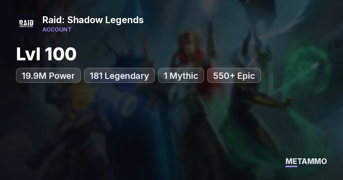 Lvl 100 | 19.9M Power | 181 Legendary + 1 Mythic | 550+ Epic - Raid: Shadow Legends account summary