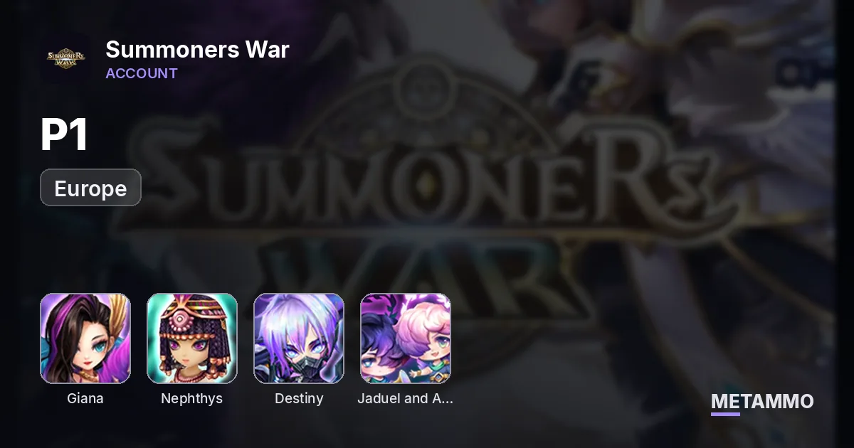 EU P1 | Giana Nephthys Destiny Dark Twin Angels - Summoners War account summary