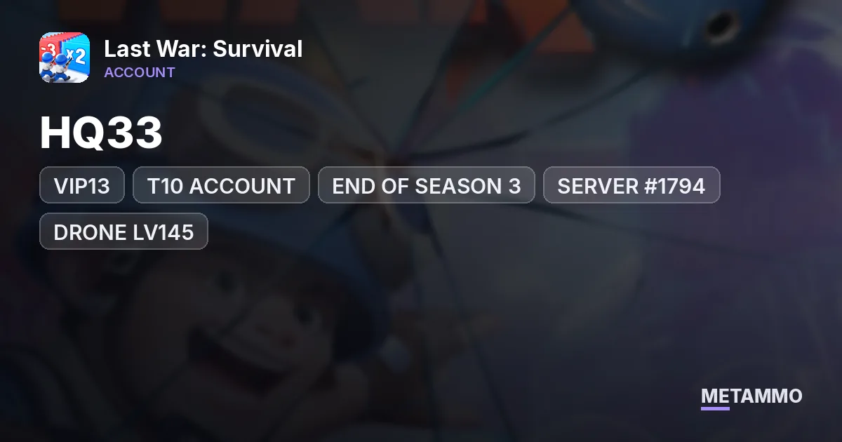 HQ33 / VIP13 / T10 ACCOUNT | END OF SEASON 3 | SERVER #1794 | DRONE LV145 | DEVELOPED GORILLA/OVERLORD | TAYLOR UNLOCKED - Last War: Survival account summary