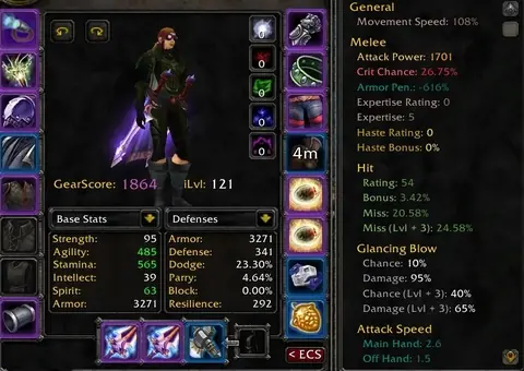 Spineshatter - Human Rogue 70 ■ 1904 GS ■ Engineering 350+ ■ Mining 350+ - World of Warcraft: Classic account screenshot 1