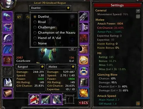 Spineshatter - Undead Rogue 70 ■ PvP 2070 ■ PvE 2080 GS - World of Warcraft: Classic account screenshot 2