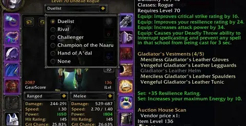 Spineshatter - Undead Rogue 70 ■ PvP 2070 ■ PvE 2080 GS - World of Warcraft: Classic account screenshot 3