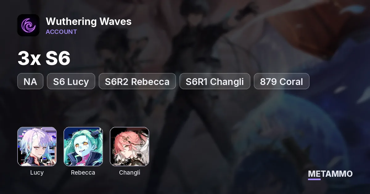 NA Whale | 3x S6 | S6 Lucy, S6R2 Rebecca, S6R1 Changli | 879 Coral | Pity Active - Wuthering Waves account summary