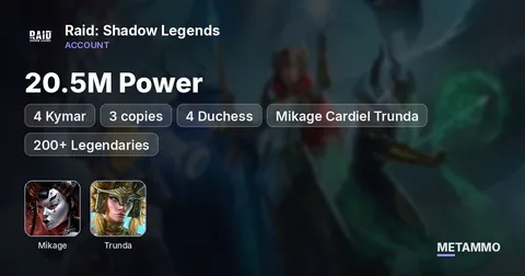 20.5M Power | +4 Kymar (3 copies) | 4 Duchess | Mikage Cardiel Trunda | 200+ Legendaries