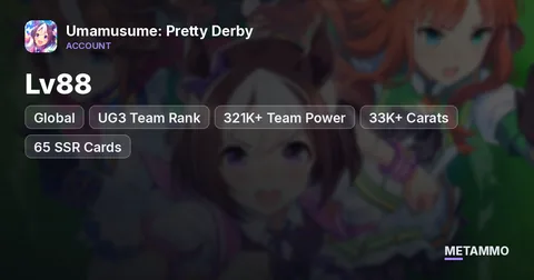 Global | Lv88 | UG3 Team Rank | 321K+ Team Power | 33K+ Carats | 65 SSR Cards | 52 Umas