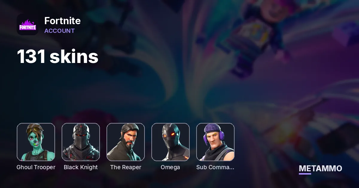 131 skins + OG GHOUL TROOPER + BLACK KNIGHT + THE REAPER + MAX OMEGA + TWITCH PRIMES - Fortnite account summary