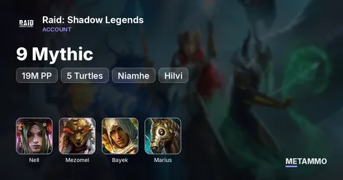 19M PP | 9 Mythic | Nell, Mezomel, 5 Turtles, Bayek, Niamhe, Marius, Hilvi