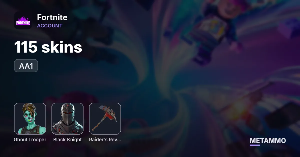 115 skins + OG Ghoul + Black Knight + AA1 + Raiders Revenge - Fortnite account summary