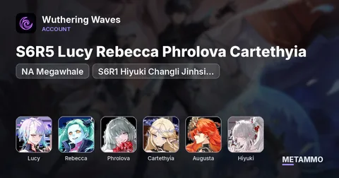 NA Megawhale | S6R5 Lucy Rebecca Phrolova Cartethyia | S6R2 Augusta | S6R1 Hiyuki Changli Jinhsi Jiyan