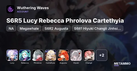 NA Megawhale | S6R5 Lucy Rebecca Phrolova Cartethyia | S6R2 Augusta | S6R1 Hiyuki Changli Jinhsi Jiyan