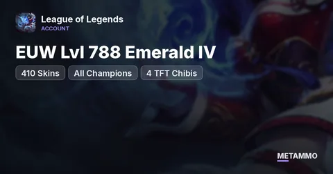 EUW Lvl 788 Emerald IV | 410 Skins | All Champions | 4 TFT Chibis