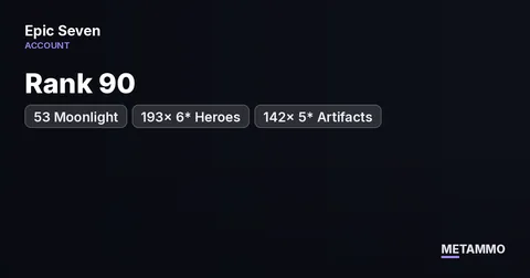 Rank 90 | 53 Moonlight | 193x 6* Heroes | 142x 5* Artifacts