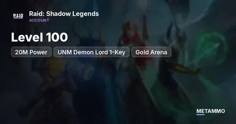 Level 100 | 20M Power | UNM Demon Lord 1-Key | Gold Arena - Raid: Shadow Legends account summary