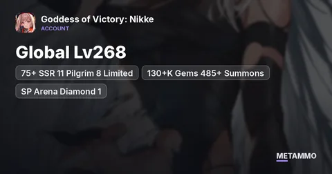 Global Lv268 | 75+ SSR 11 Pilgrim 8 Limited | 130+K Gems 485+ Summons | SP Arena Diamond 1