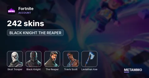 242 skins + OG SKULL TROOPER + BLACK KNIGHT THE REAPER + TRAVIS SCOTT + LEVIATHAN AXE