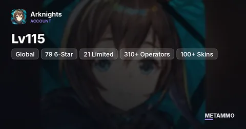 Global Lv115 | 79 6-Star + 21 Limited | 310+ Operators | 100+ Skins | 14+k Orundum | 45 Yellow Tickets