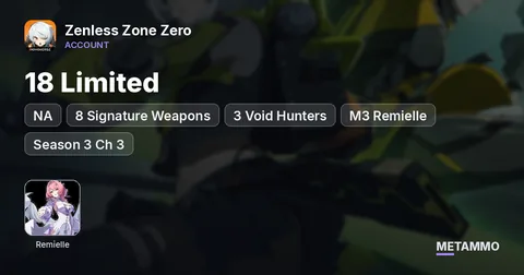 NA | 18 Limited + 8 Signature Weapons | 3 Void Hunters (-1) | M3 Remielle | Season 3 Ch 3