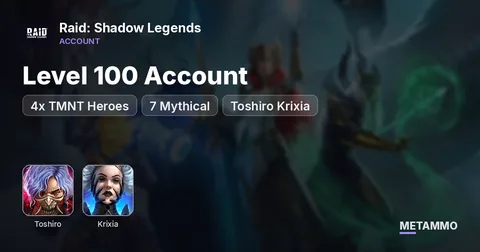 Level 100 Account | 4x TMNT Heroes | 7 Mythical | Toshiro Krixia