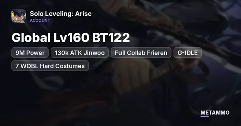 Global Lv160 BT122 | 9M Power | 130k ATK Jinwoo | Full Collab Frieren + G-IDLE | 7 WOBL Hard Costumes