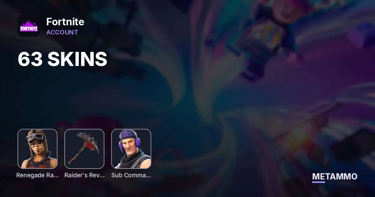 63 SKINS + OG RENEGADE RAIDER + OG RAIDERS REVENGE + TWITCH PRIMES - Fortnite account summary