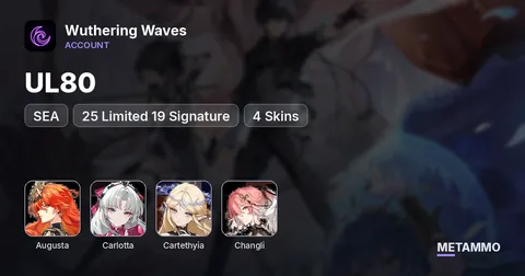 SEA UL80 | 4x RC6 Limited Augusta Carlotta Cartethyia Changli | 25 Limited 19 Signature | 4 Skins