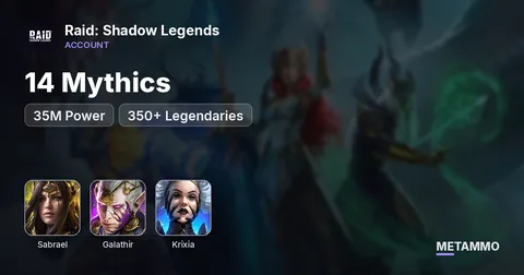 14 Mythics | Sabrael, Galathir, Krixia | 35M Power | 350+ Legendaries