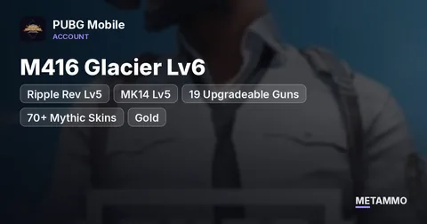 M416 Glacier Lv6 | Ripple Rev Lv5 | MK14 Lv5 | 19 Upgradeable Guns | 70+ Mythic Skins | Gold