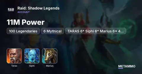 11M Power | 100 Legendaries | 6 Mythical | TARAS 6* Siphi 6* Marius 6* 4 Turtles