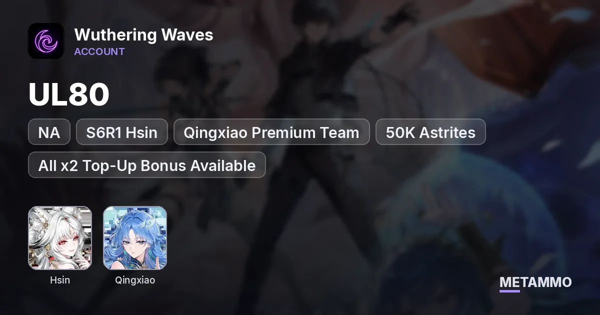 NA UL80 | S6R1 Hsin | Qingxiao Premium Team | 50K Astrites | All x2 Top-Up Bonus Available - Wuthering Waves account summary