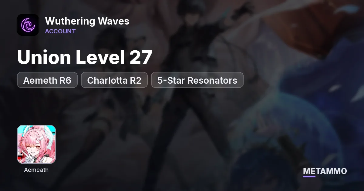 Union Level 27 | Aemeth R6 | Charlotta R2 | 5-Star Resonators - Wuthering Waves account summary