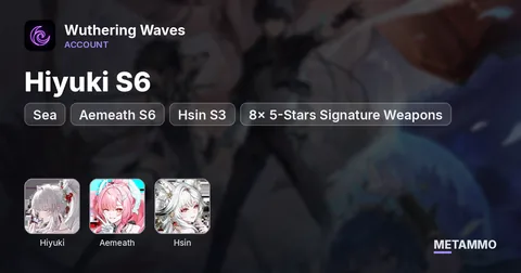 Sea | Hiyuki S6 + Aemeath S6 + Hsin S3 | 8x 5-Stars Signature Weapons