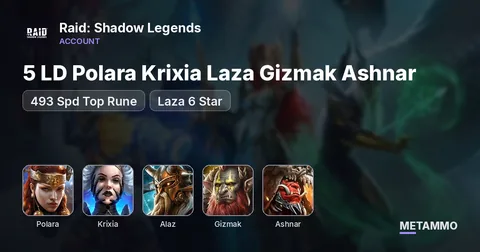 5 LD Polara Krixia Laza Gizmak Ashnar | 493 Spd Top Rune | Laza 6 Star