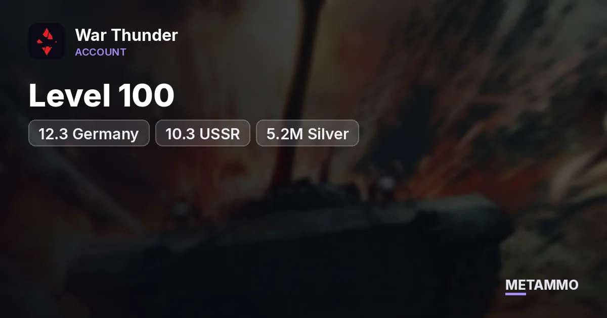 12.3 Germany + 10.3 USSR | Level 100 | 5.2M Silver - War Thunder account summary
