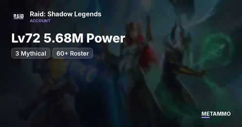 Lv72 5.68M Power | 3 Mythical | 60+ Roster