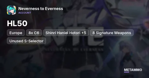 Europe HL50 | 8x C6 (Shinri Haniel Hotori +5) | 8 Signature Weapons | Unused S-Selector | Porsche 918