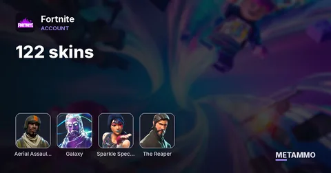 122 skins + OG AERIAL ASSAULT TROOPER + GALAXY + SPARKLE SPECIALIST + THE REAPER