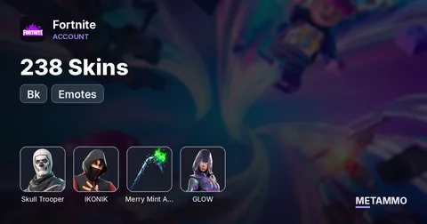 238 Skins + OG Skull + Bk + Ikonik + Minty Axe + Glow + Emotes