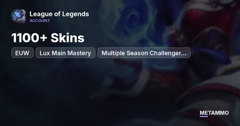 EUW 1100+ Skins | Lux Main Mastery | Multiple Season Challenger Borders & Icons
