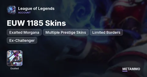 EUW 1185 Skins | Exalted Morgana | Multiple Prestige Skins | Limited Borders | Ex-Challenger