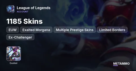 EUW 1185 Skins | Exalted Morgana | Multiple Prestige Skins | Limited Borders | Ex-Challenger