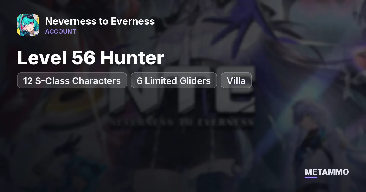 Level 56 Hunter | 12 S-Class Characters | 6 Limited Gliders | Villa - Neverness to Everness account summary